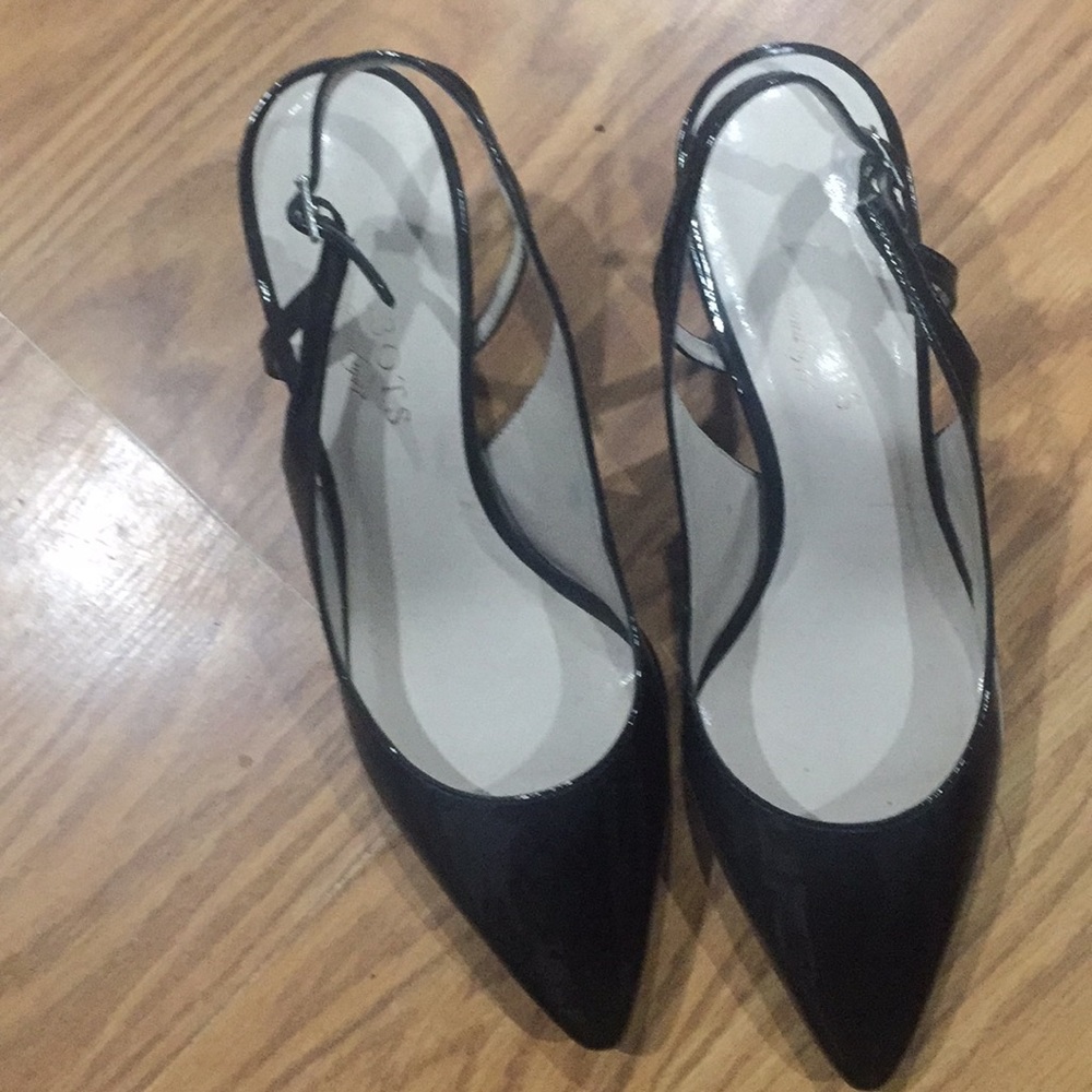 Talbots Black Patent Slingback Pumps, Size 7